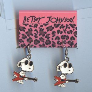 Betsey Johnson Snoopy with Guitar Earrings
